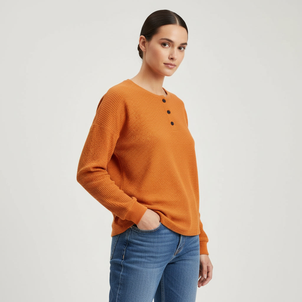 Waffle Long Sleeve T-Shirt for Everyday Comfort and Style-B Unique Fashions