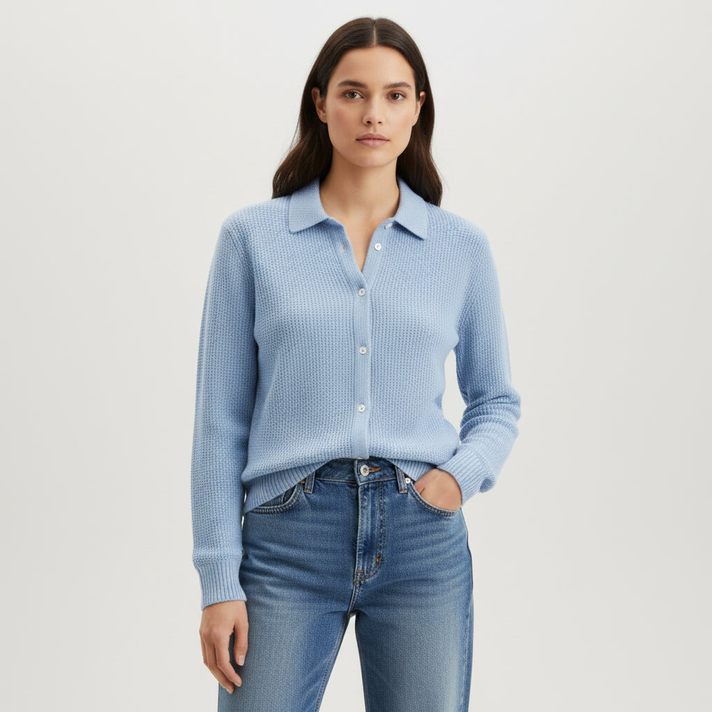 Women’s Casual Button Knitted Lapel Sweater for Everyday Style-B Unique Fashions
