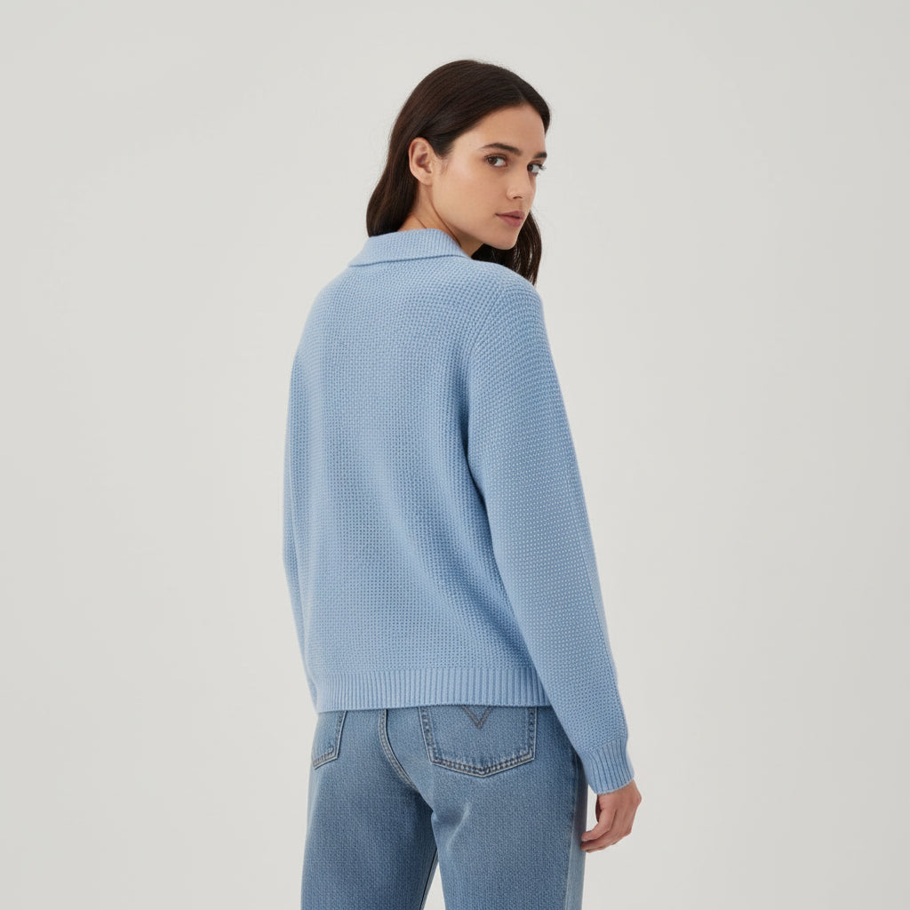 Women’s Casual Button Knitted Lapel Sweater for Everyday Style-B Unique Fashions