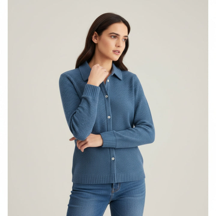 Women’s Casual Button Knitted Lapel Sweater for Everyday Style-B Unique Fashions
