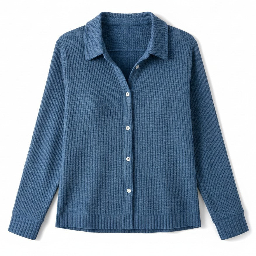 Women’s Casual Button Knitted Lapel Sweater for Everyday Style-B Unique Fashions