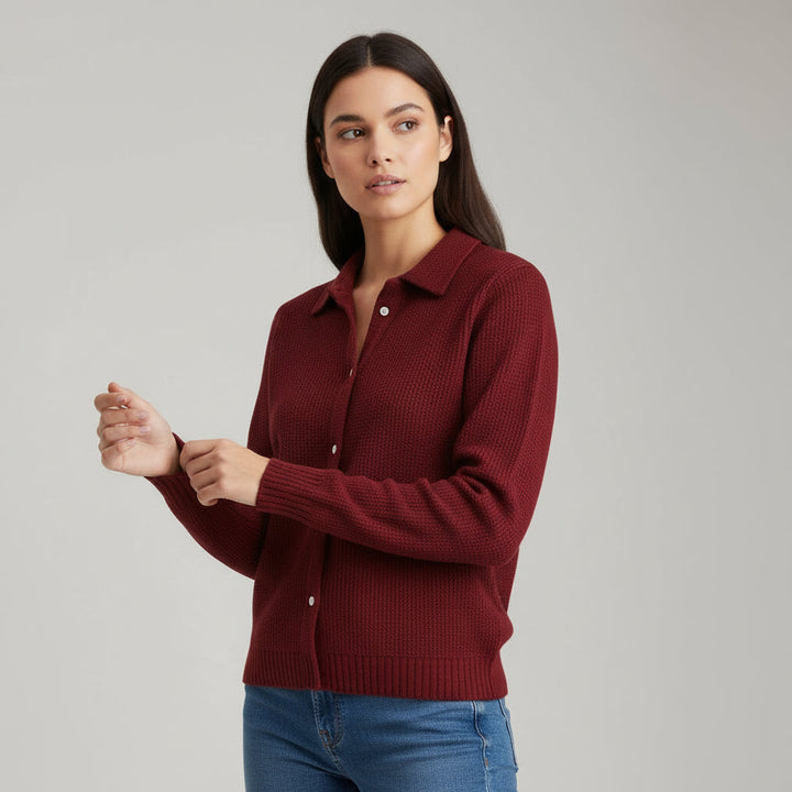 Women’s Casual Button Knitted Lapel Sweater for Everyday Style-B Unique Fashions