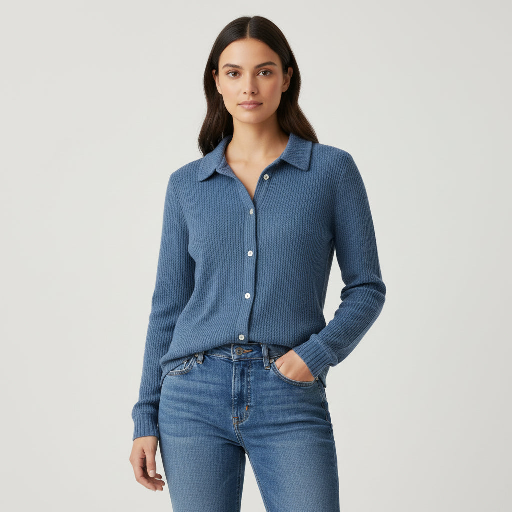 Women’s Casual Button Knitted Lapel Sweater for Everyday Style-B Unique Fashions
