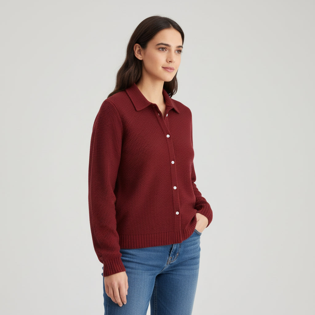 Women’s Casual Button Knitted Lapel Sweater for Everyday Style-B Unique Fashions