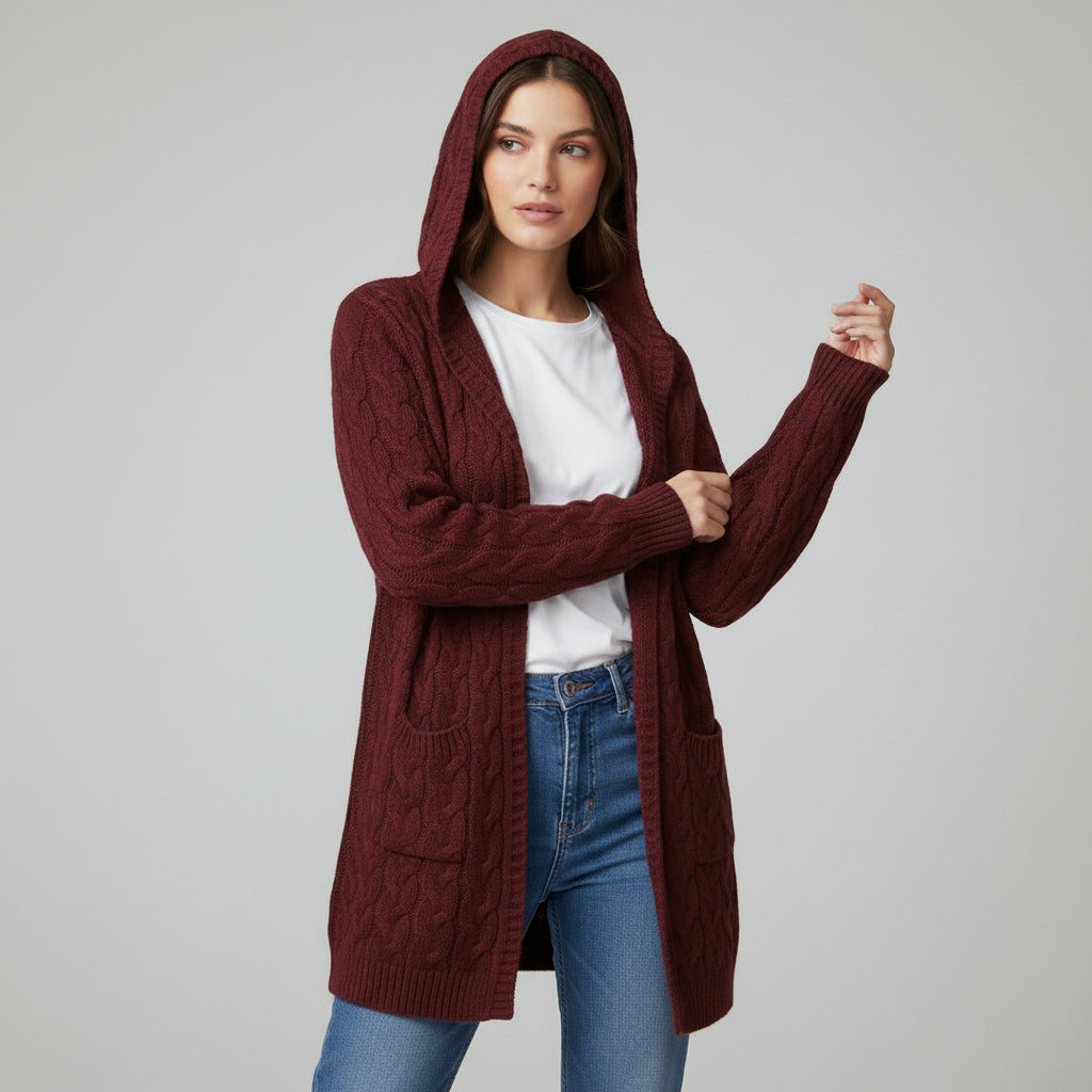 Women’s Casual Open Front Cardigan Sweater with Pockets-B Unique Fashions