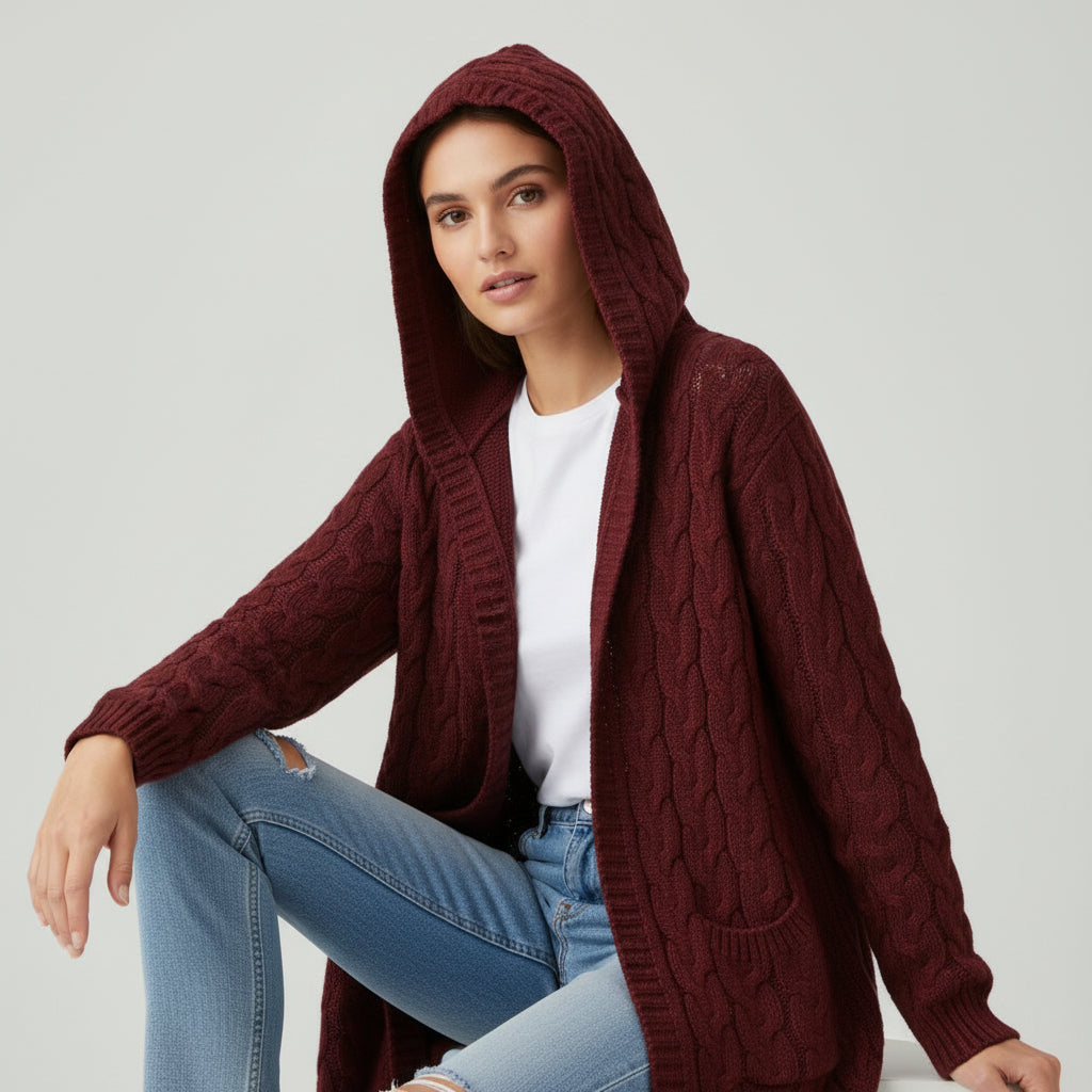 Women’s Casual Open Front Cardigan Sweater with Pockets-B Unique Fashions