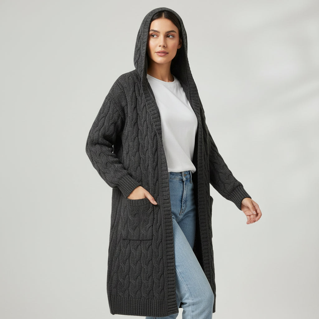 Women’s Casual Open Front Cardigan Sweater with Pockets-B Unique Fashions