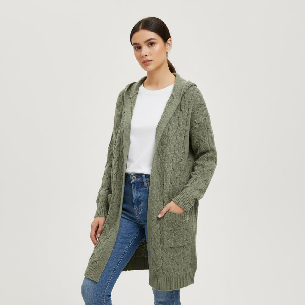 Women’s Casual Open Front Cardigan Sweater with Pockets-B Unique Fashions