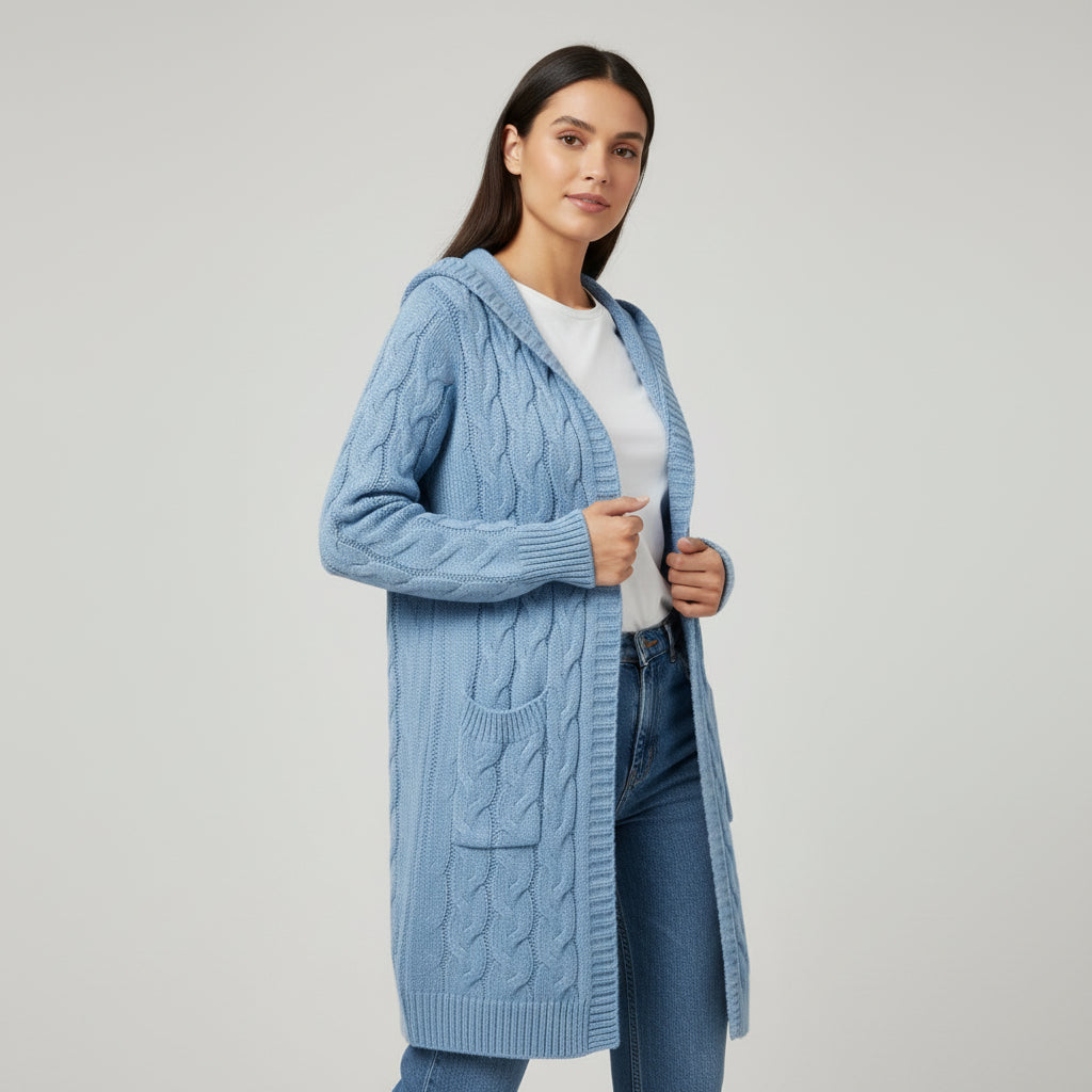 Women’s Casual Open Front Cardigan Sweater with Pockets-B Unique Fashions