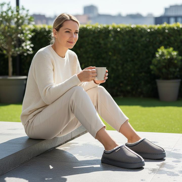 Women's Corduroy Winter Slippers Non-Slip Indoor Outdoor Footwear-B Unique Fashions