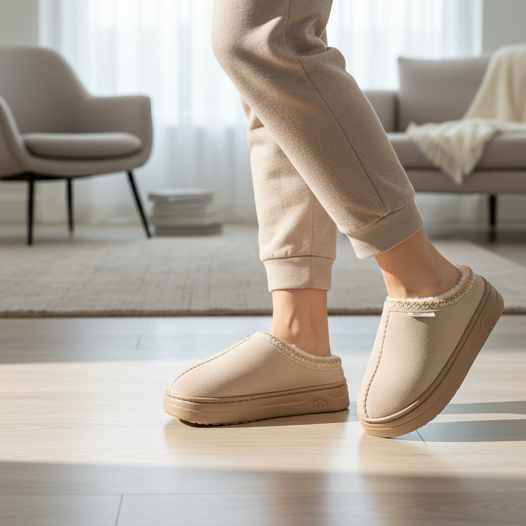 Women's Corduroy Winter Slippers Non-Slip Indoor Outdoor Footwear-B Unique Fashions