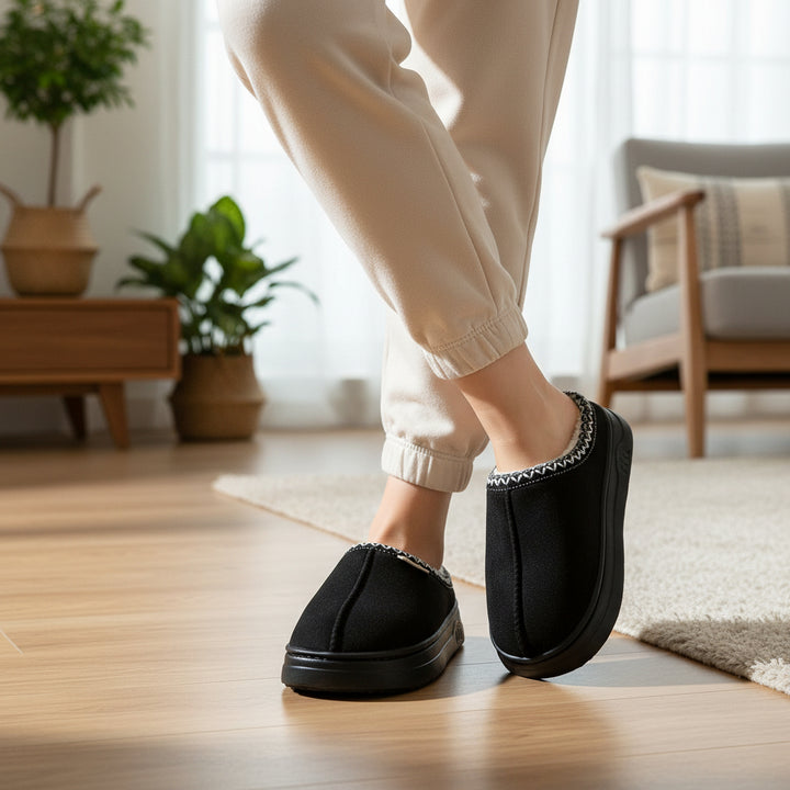 Women's Corduroy Winter Slippers Non-Slip Indoor Outdoor Footwear-B Unique Fashions