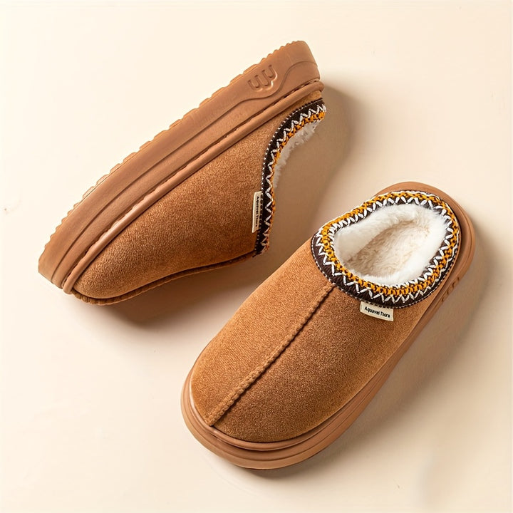 Women's Corduroy Winter Slippers Non-Slip Indoor Outdoor Footwear-B Unique Fashions
