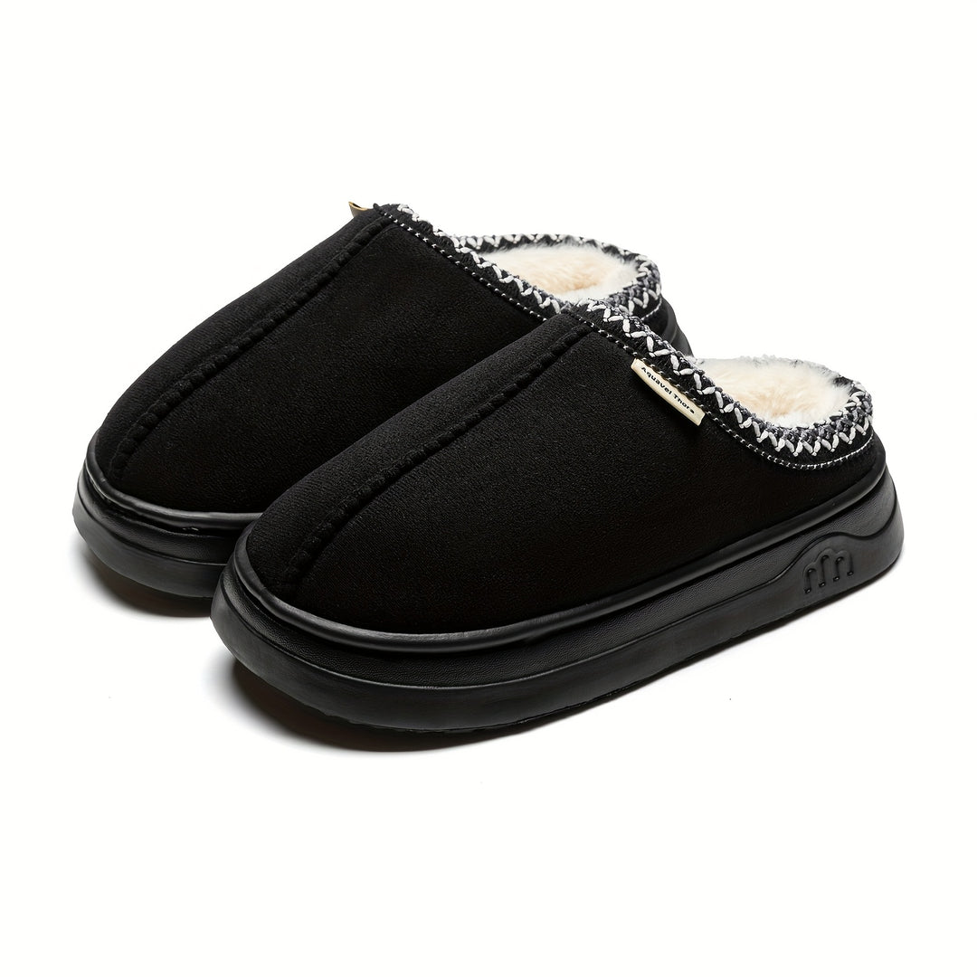 Women's Corduroy Winter Slippers Non-Slip Indoor Outdoor Footwear-B Unique Fashions