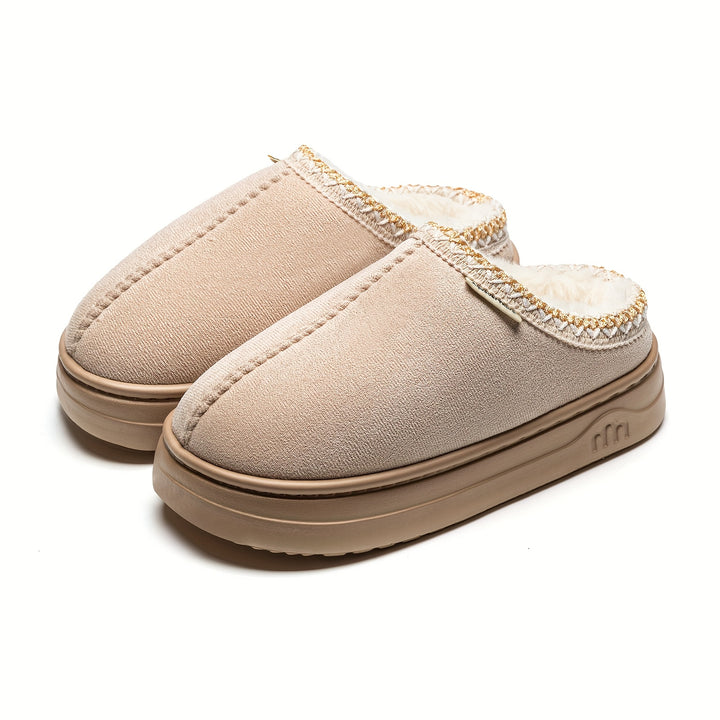 Women's Corduroy Winter Slippers Non-Slip Indoor Outdoor Footwear-B Unique Fashions