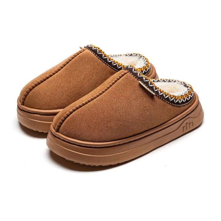 Women's Corduroy Winter Slippers Non-Slip Indoor Outdoor Footwear-B Unique Fashions