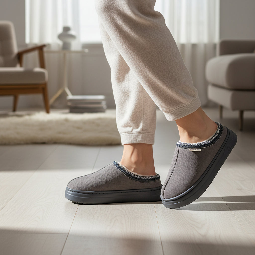 Women's Corduroy Winter Slippers Non-Slip Indoor Outdoor Footwear-B Unique Fashions