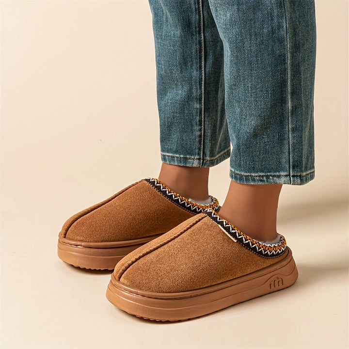 Women's Corduroy Winter Slippers Non-Slip Indoor Outdoor Footwear-B Unique Fashions