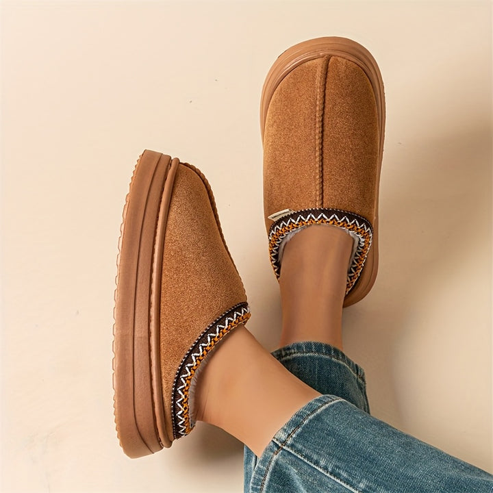 Women's Corduroy Winter Slippers Non-Slip Indoor Outdoor Footwear-B Unique Fashions