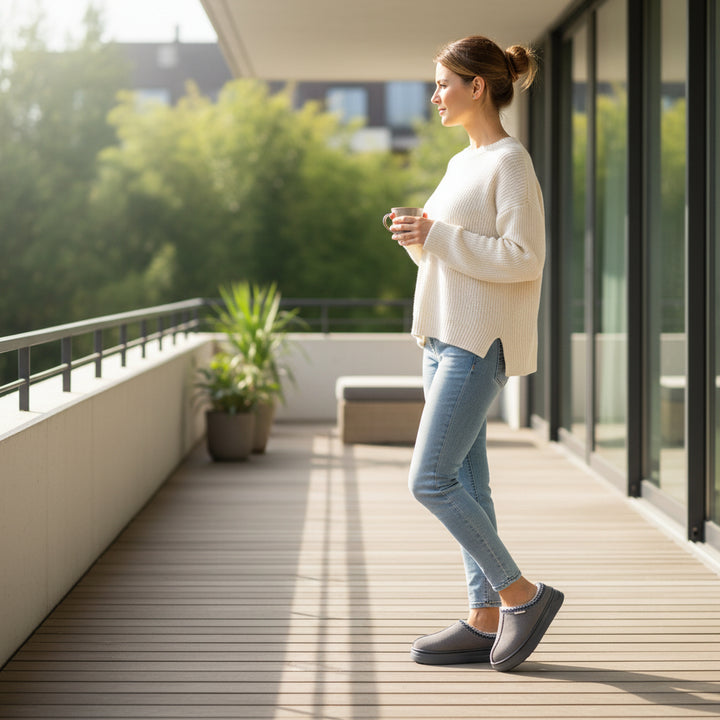 Women's Corduroy Winter Slippers Non-Slip Indoor Outdoor Footwear-B Unique Fashions