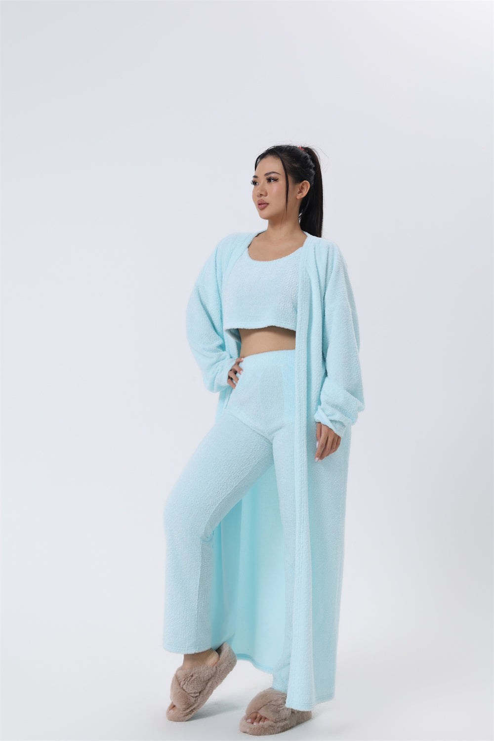 Women’s Cozy 3 Piece Pajama Set for Relaxed Lounge Comfort-B Unique Fashions