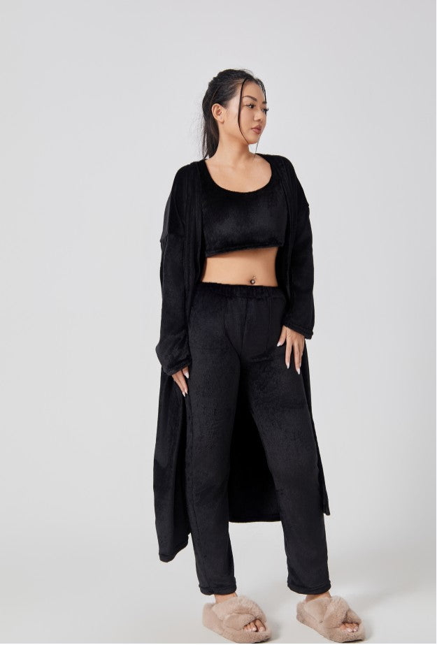 Women’s Cozy 3 Piece Pajama Set for Relaxed Lounge Comfort-B Unique Fashions