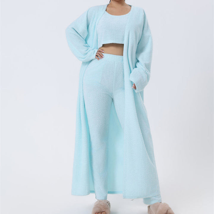 Women’s Cozy 3 Piece Pajama Set for Relaxed Lounge Comfort-B Unique Fashions