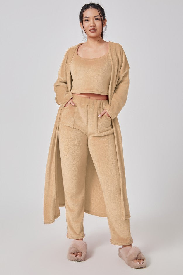 Women’s Cozy 3 Piece Pajama Set for Relaxed Lounge Comfort-B Unique Fashions