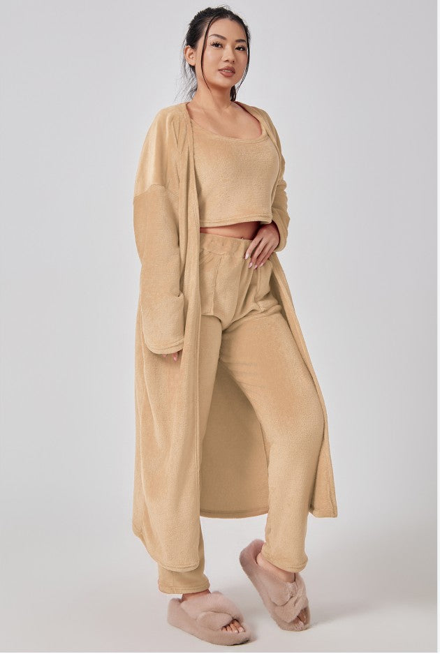 Women’s Cozy 3 Piece Pajama Set for Relaxed Lounge Comfort-B Unique Fashions