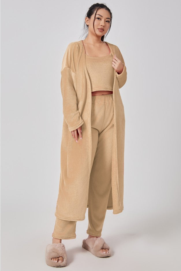 Women’s Cozy 3 Piece Pajama Set for Relaxed Lounge Comfort-B Unique Fashions