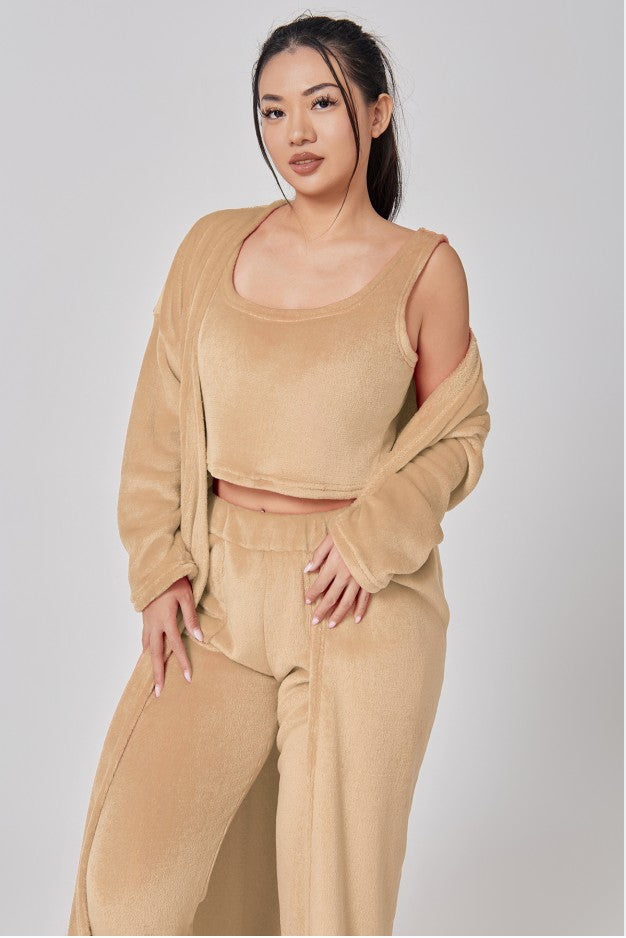 Women’s Cozy 3 Piece Pajama Set for Relaxed Lounge Comfort-B Unique Fashions