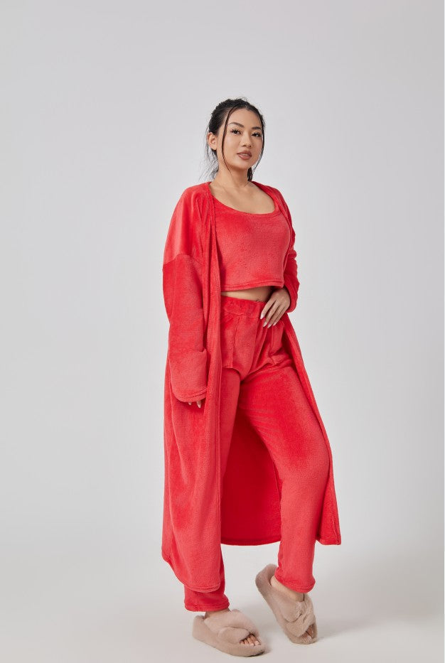 Women’s Cozy 3 Piece Pajama Set for Relaxed Lounge Comfort-B Unique Fashions
