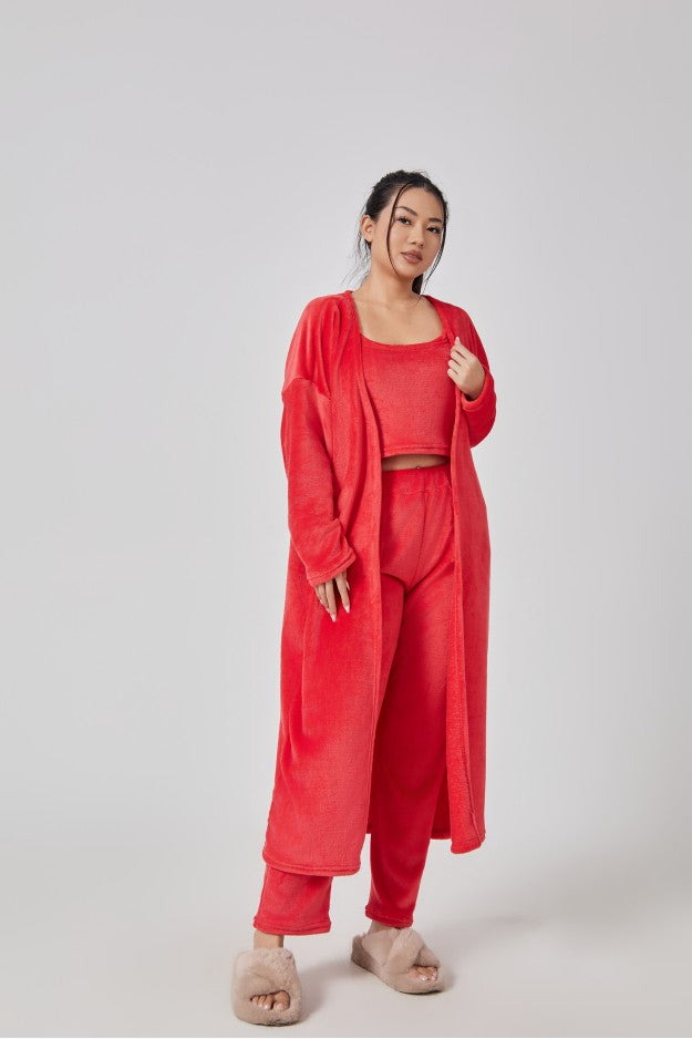 Women’s Cozy 3 Piece Pajama Set for Relaxed Lounge Comfort-B Unique Fashions
