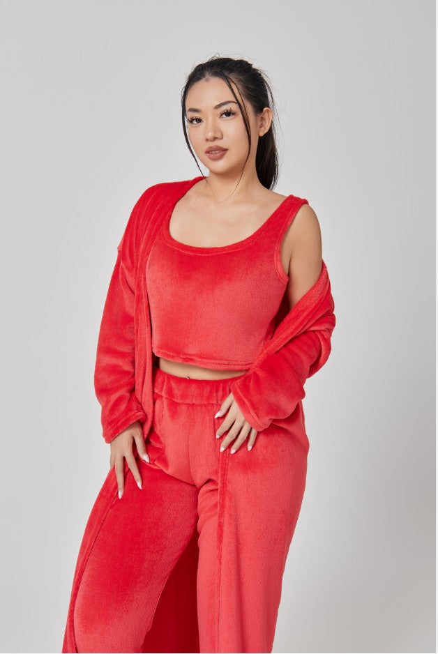 Women’s Cozy 3 Piece Pajama Set for Relaxed Lounge Comfort-B Unique Fashions