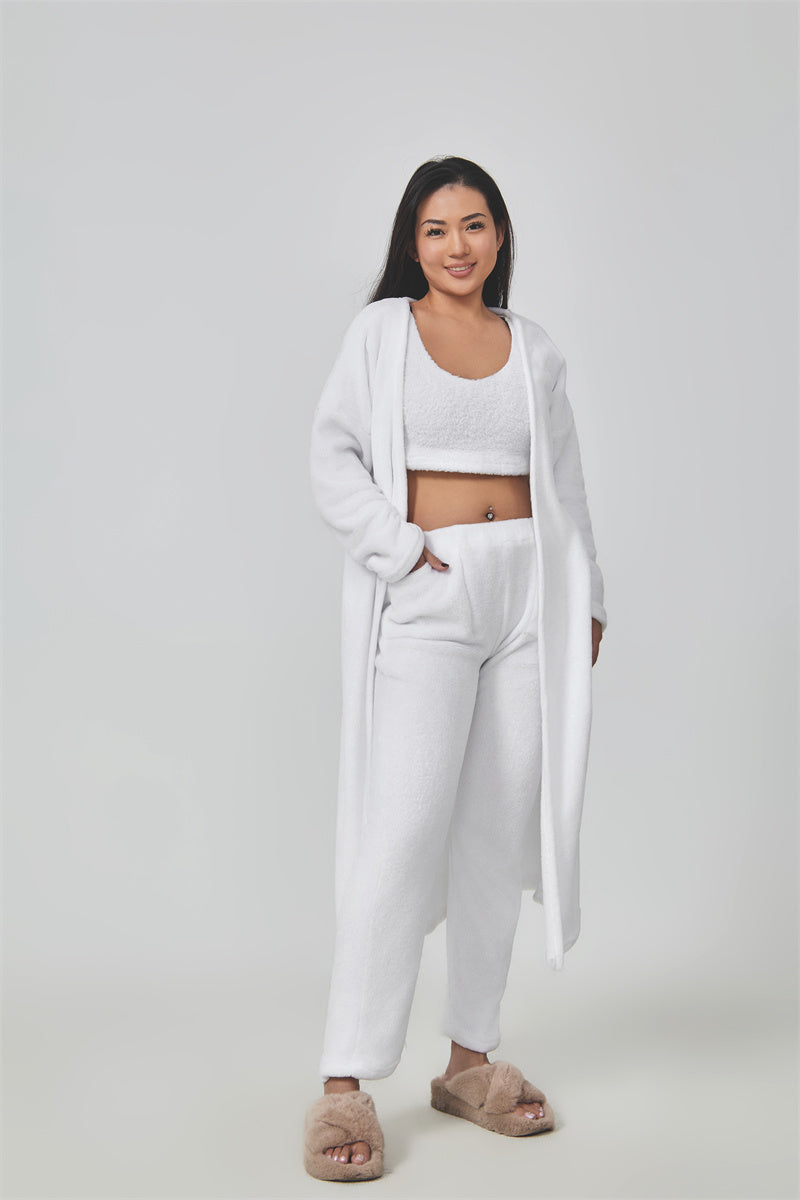 Women’s Cozy 3 Piece Pajama Set for Relaxed Lounge Comfort-B Unique Fashions