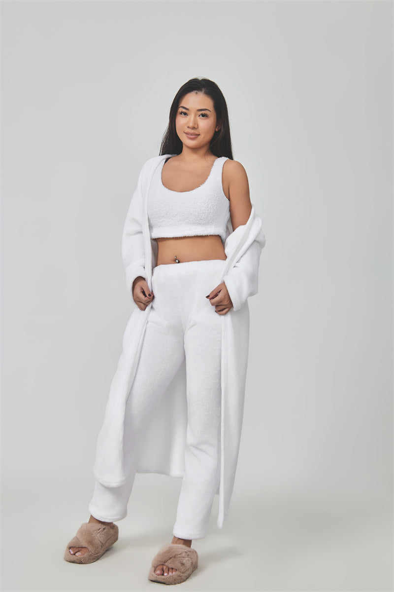 Women’s Cozy 3 Piece Pajama Set for Relaxed Lounge Comfort-B Unique Fashions
