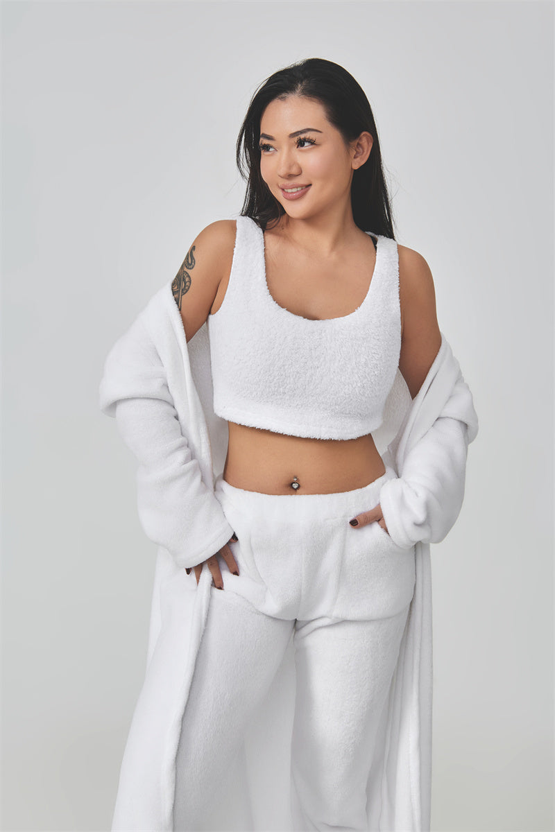 Women’s Cozy 3 Piece Pajama Set for Relaxed Lounge Comfort-B Unique Fashions