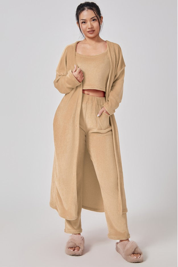 Women’s Cozy 3 Piece Pajama Set for Relaxed Lounge Comfort-B Unique Fashions