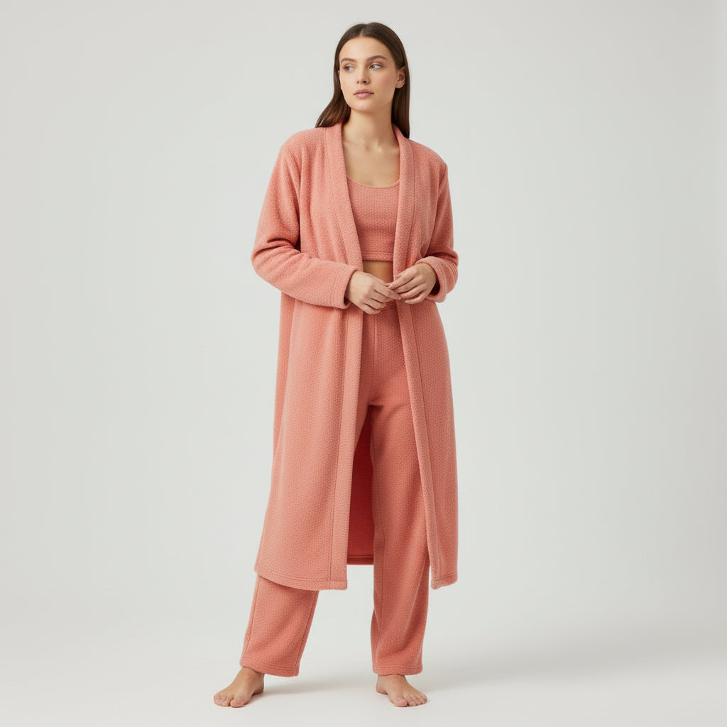 Women’s Cozy 3 Piece Pajama Set for Relaxed Lounge Comfort-B Unique Fashions