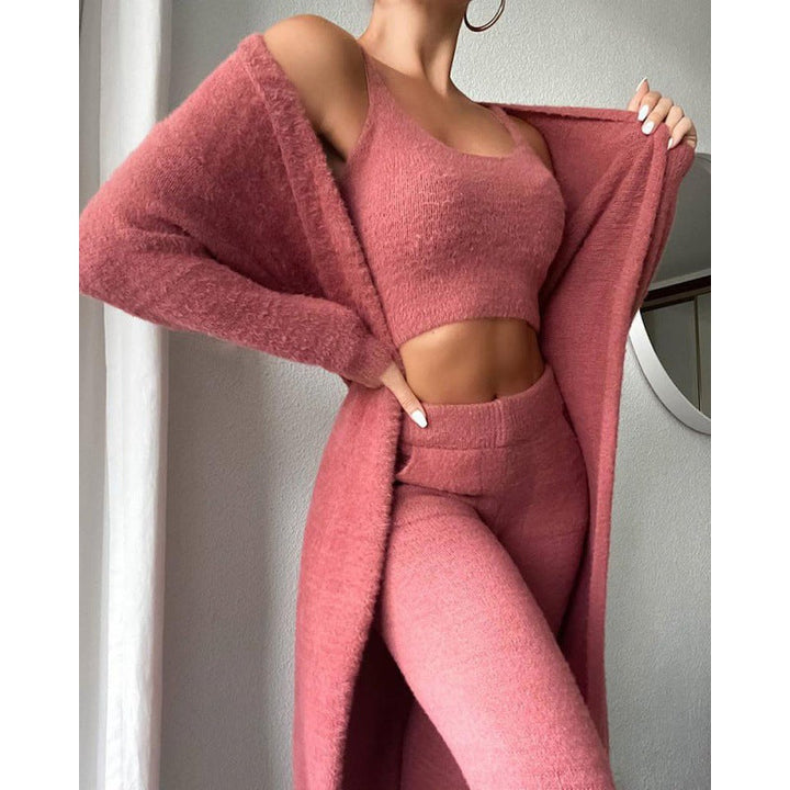 Women’s Cozy 3 Piece Pajama Set for Relaxed Lounge Comfort-B Unique Fashions