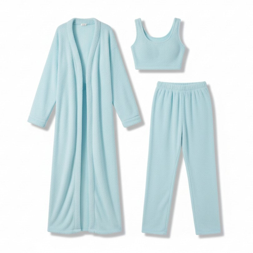 Women’s Cozy 3 Piece Pajama Set for Relaxed Lounge Comfort-B Unique Fashions