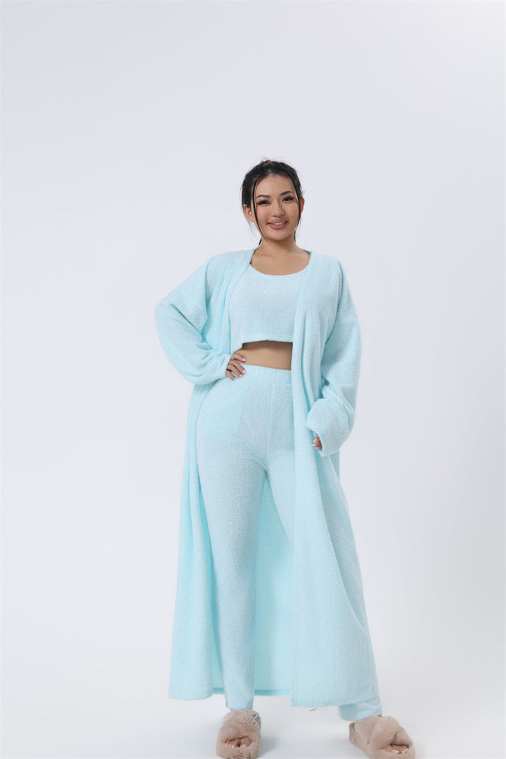 Women’s Cozy 3 Piece Pajama Set for Relaxed Lounge Comfort-B Unique Fashions