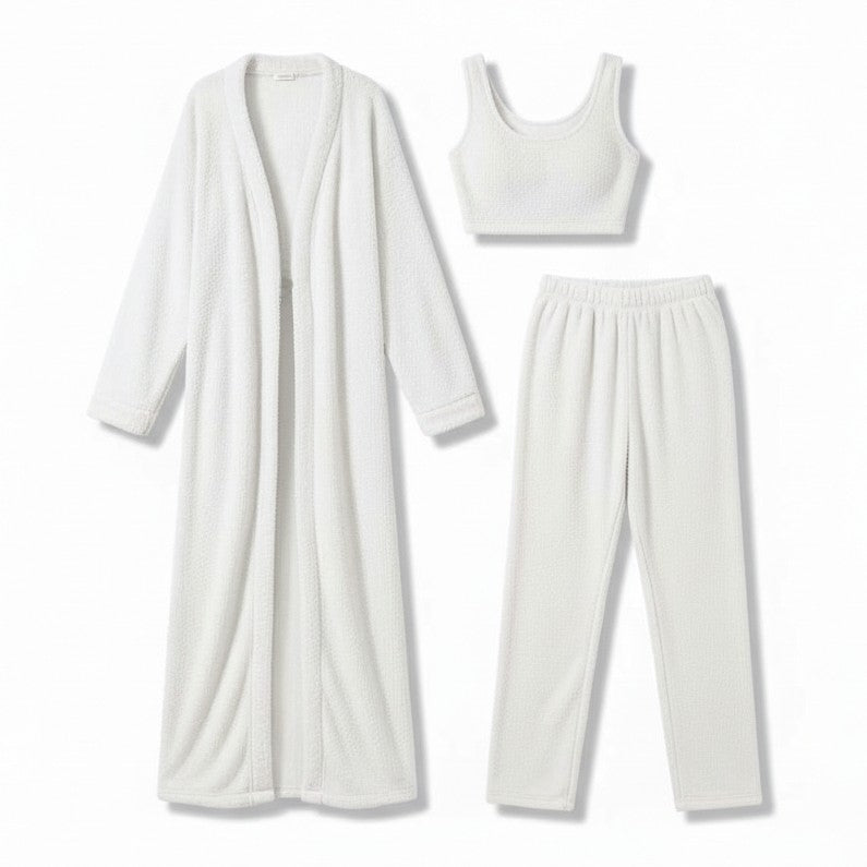 Women’s Cozy 3 Piece Pajama Set for Relaxed Lounge Comfort-B Unique Fashions