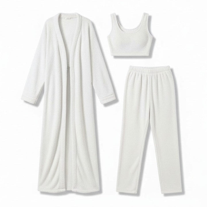 Women’s Cozy 3 Piece Pajama Set for Relaxed Lounge Comfort-B Unique Fashions