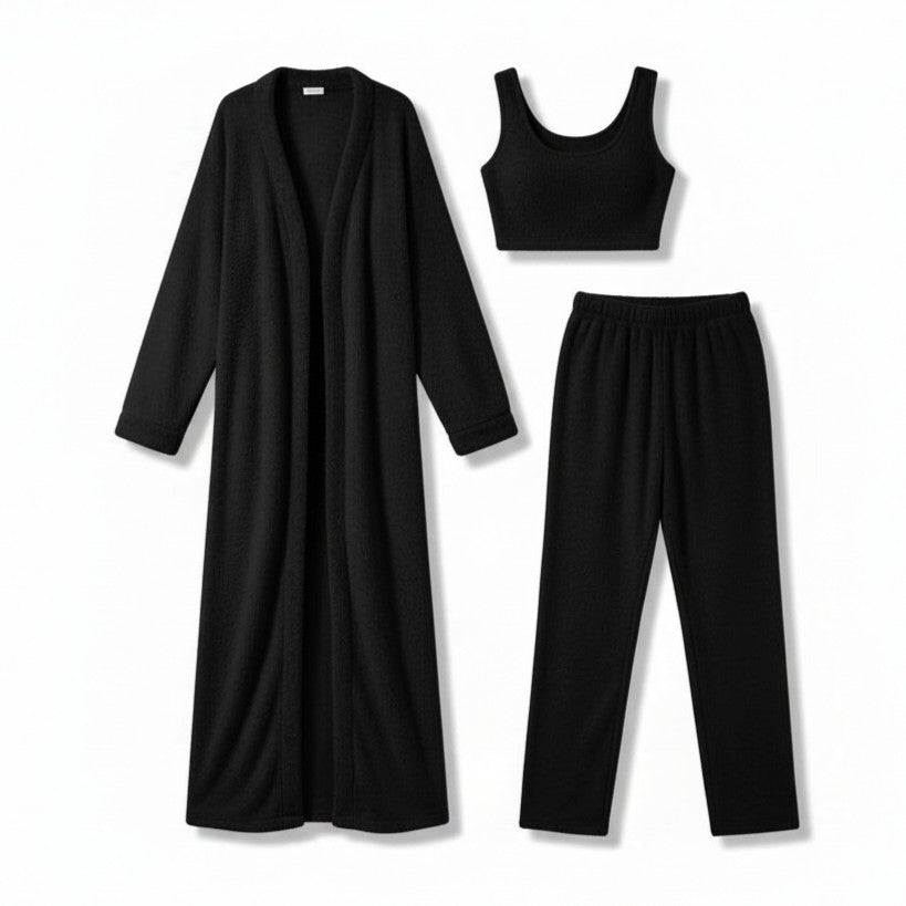 Women’s Cozy 3 Piece Pajama Set for Relaxed Lounge Comfort-B Unique Fashions