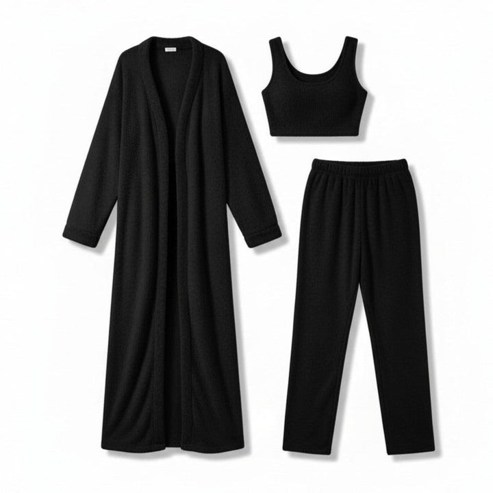Women’s Cozy 3 Piece Pajama Set for Relaxed Lounge Comfort-B Unique Fashions