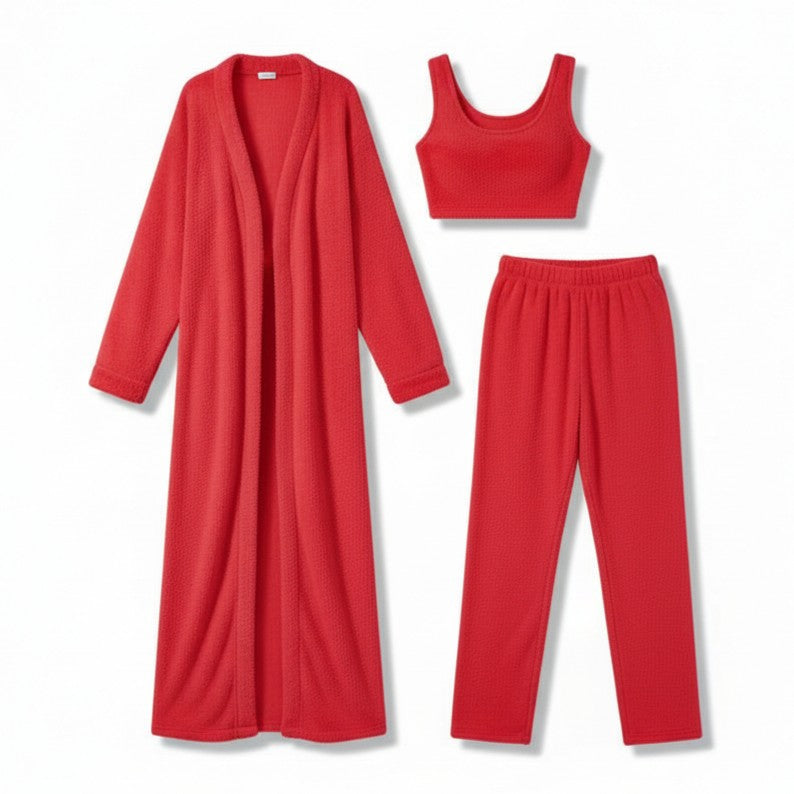 Women’s Cozy 3 Piece Pajama Set for Relaxed Lounge Comfort-B Unique Fashions