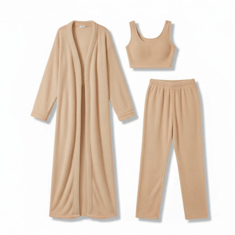 Women’s Cozy 3 Piece Pajama Set for Relaxed Lounge Comfort-B Unique Fashions