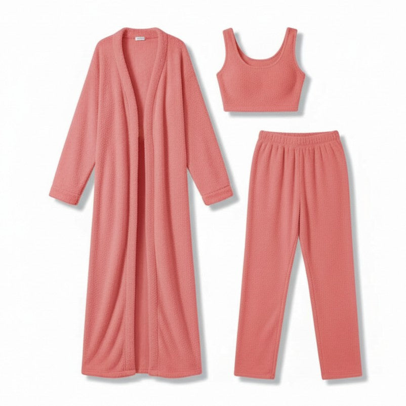 Women’s Cozy 3 Piece Pajama Set for Relaxed Lounge Comfort-B Unique Fashions
