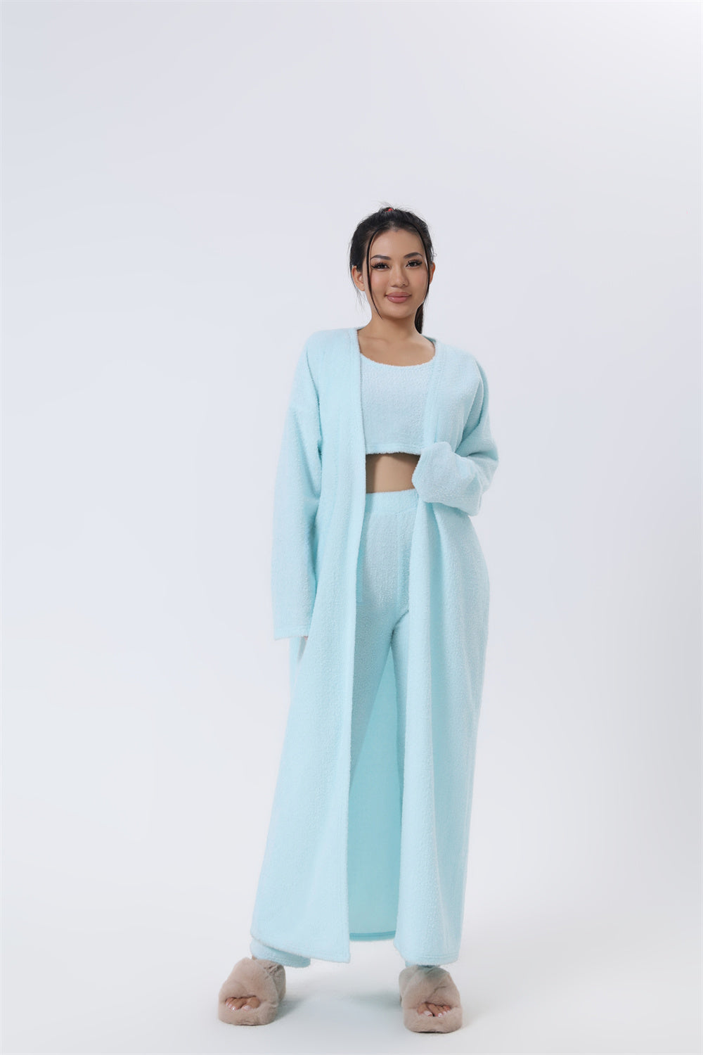 Women’s Cozy 3 Piece Pajama Set for Relaxed Lounge Comfort-B Unique Fashions
